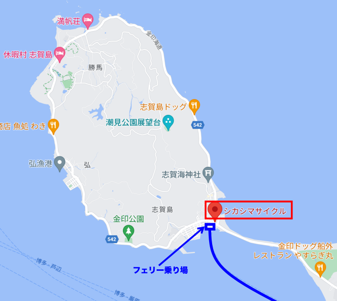 志賀島　フェリー　サイクリング　地図