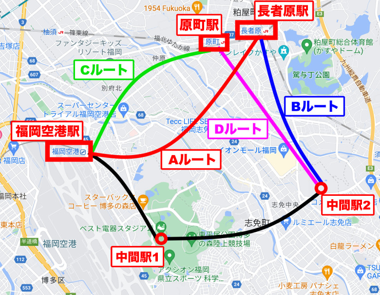 福岡空港　博多の森　延伸構造　地下鉄　電車　路線図　ルート