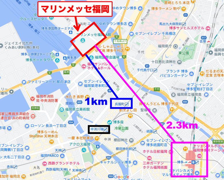 マリンメッセ福岡　最寄り駅　地図
